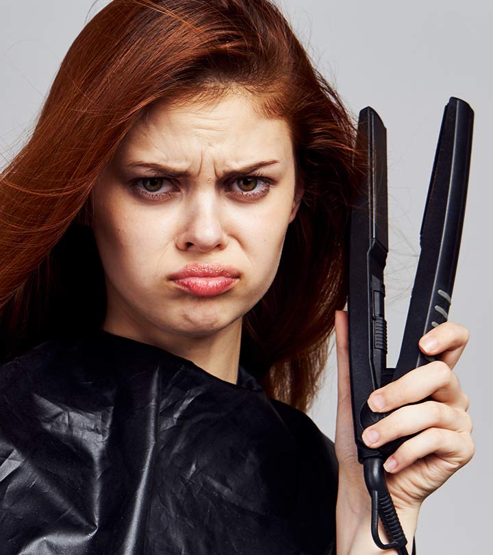 Women With Hair Straightener