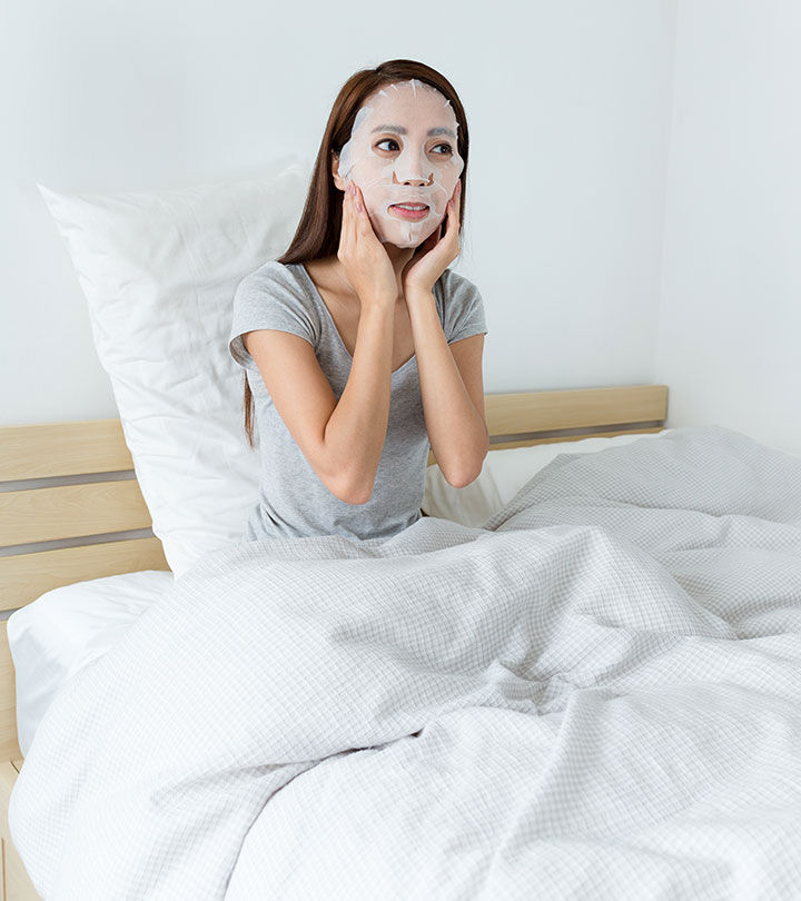 a woman with a DIY overnight face mask