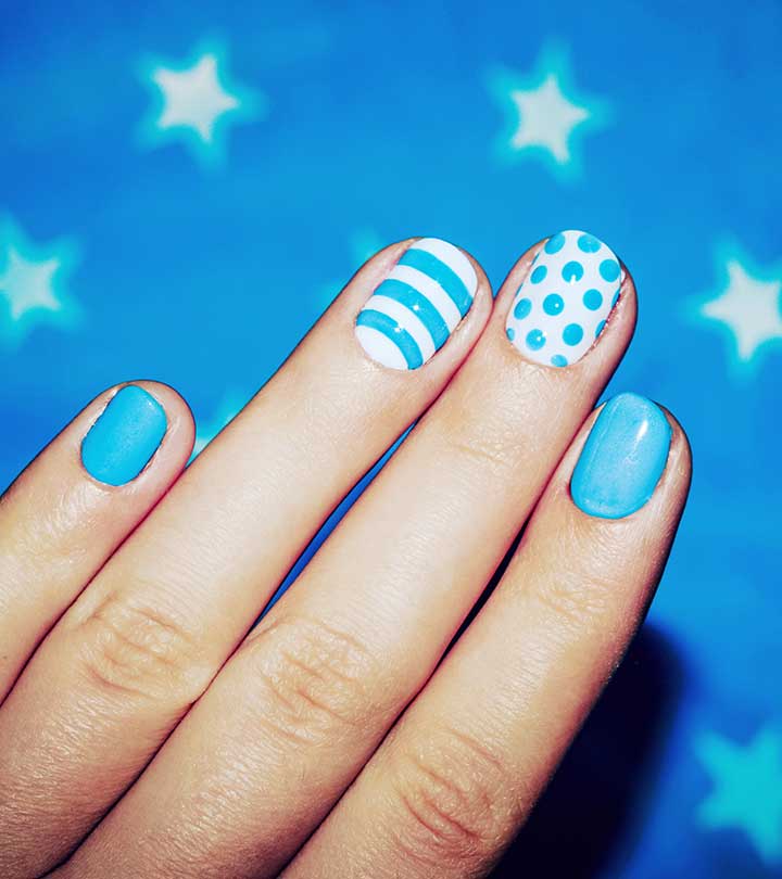 Blue nail designs on short nail