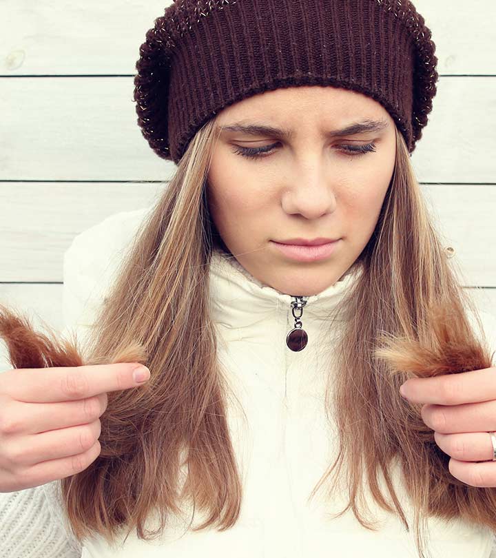 A woman with dry hair