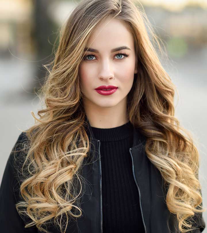 Beautiful woman with Blonde Balayage Hair Looks