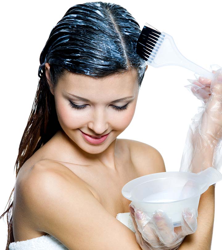 woman doing hair coloring