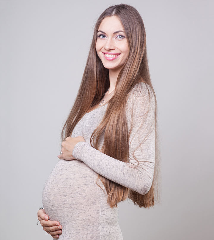 Pregnant lady with long hair