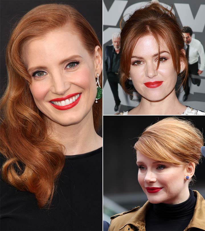 A group of red-haired actresses A group of red-haired actresses
