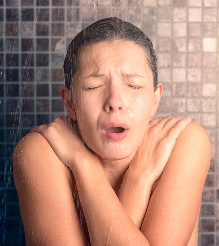 Woman Having Cold Shower