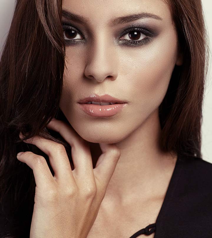 A girl with a smoky eye makeup