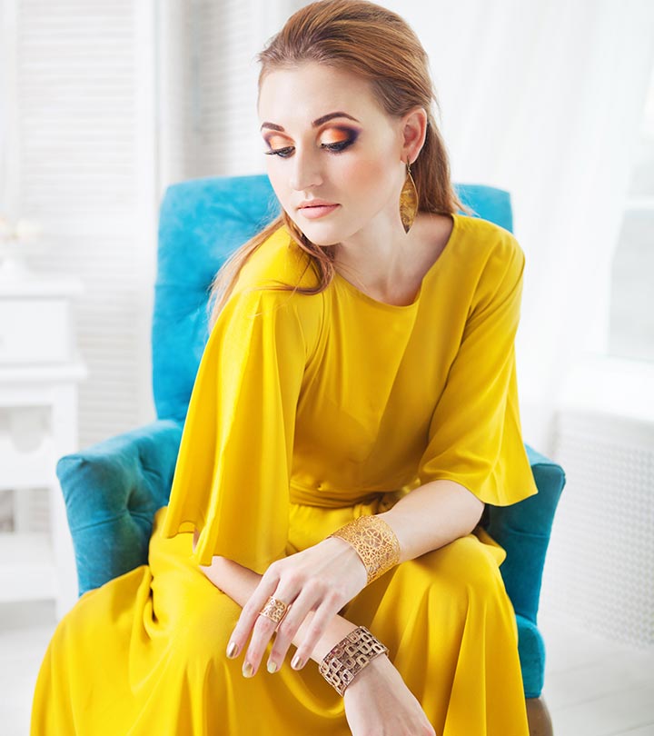 Women On Yellow Dress With Makeup Women On Yellow Dress With Makeup