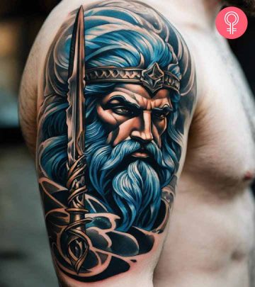 Poseidon Tattoo on the upper arm Poseidon Tattoo on the upper arm