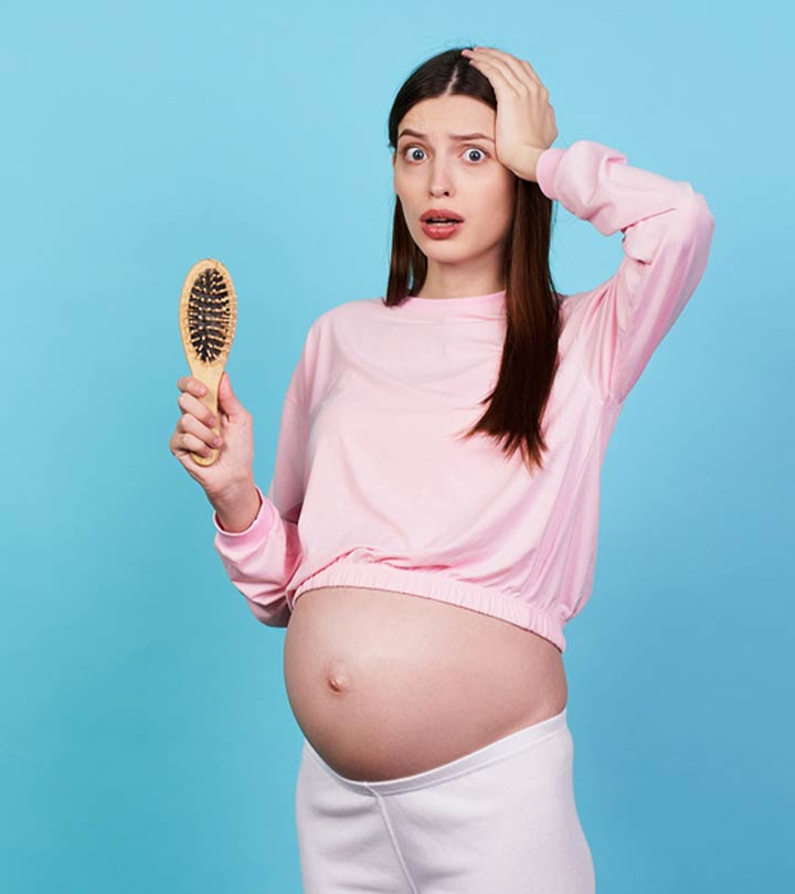A pregnant woman with loose hair