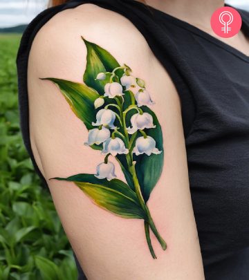 May birth flower Lily of the Valley tattoo on the arm May birth flower Lily of the Valley tattoo on the arm