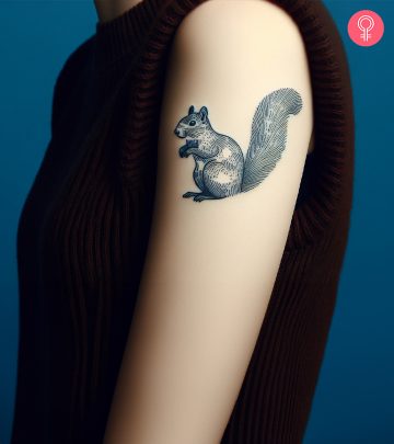 A squirrel tattoo on a woman’s arm