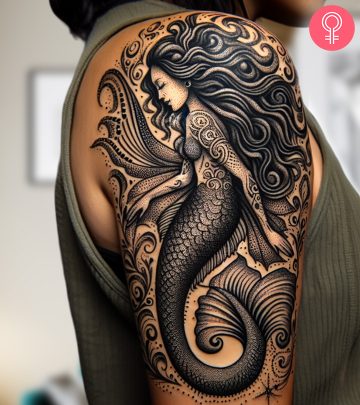 8 Stunning Siren Tattoo Designs And Concepts Woman wearing an anchor tattoo on the nape