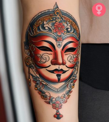 A mask tattoo on the arm A mask tattoo on the arm