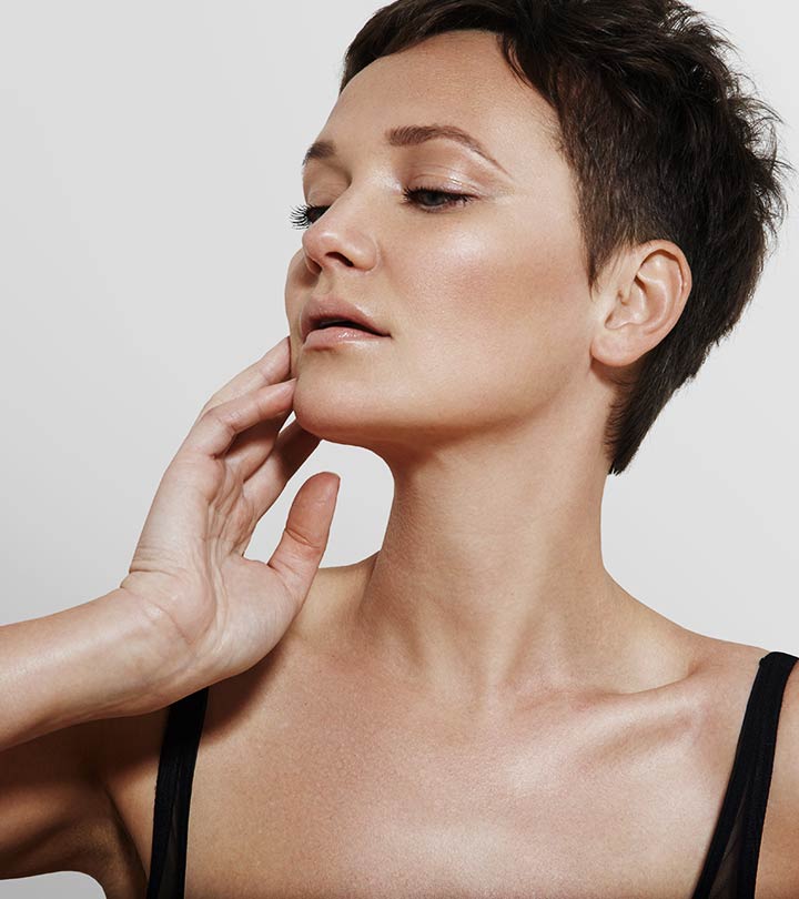 A woman with oily skin A woman with oily skin