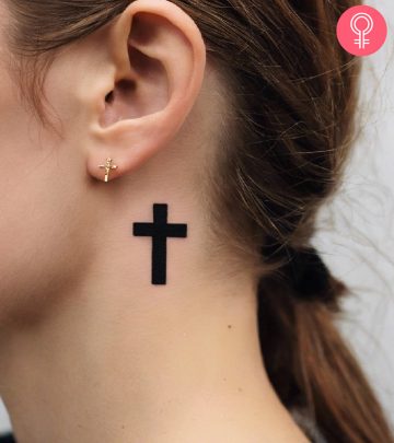 A cross tattoo behind ear A cross tattoo behind ear