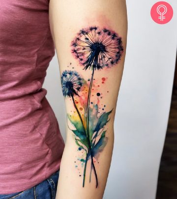 A dandelion tattoo on the arm A dandelion tattoo on the arm