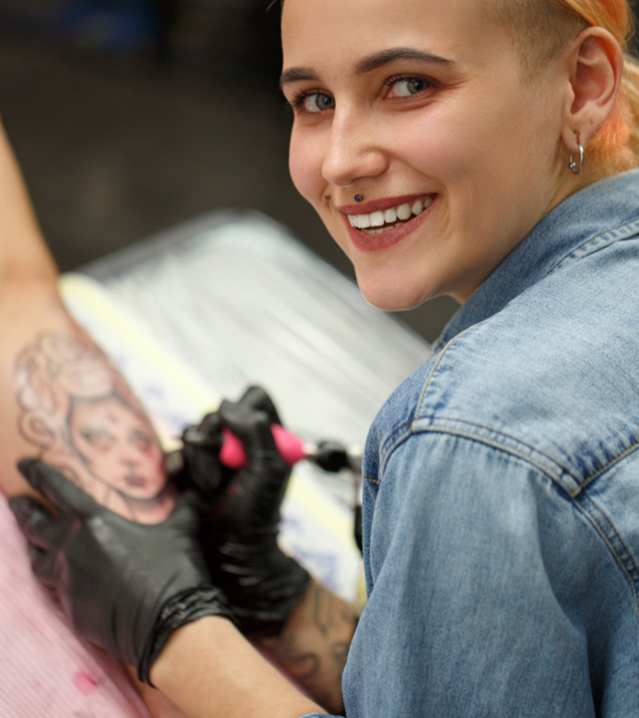 A female tattoo artist