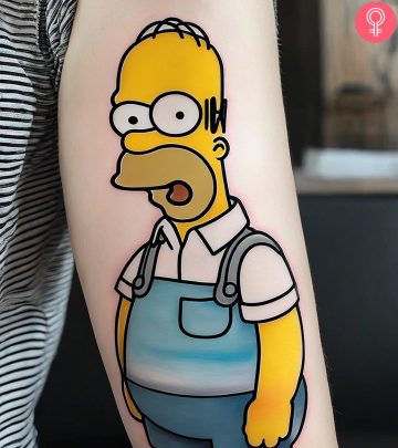 A woman sporting a Simpsons tattoo A woman sporting a Simpsons tattoo