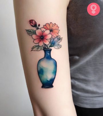 8 Eye-Catching Vase Tattoo Ideas With Meanings A blue Power Ranger tattoo on the forearm