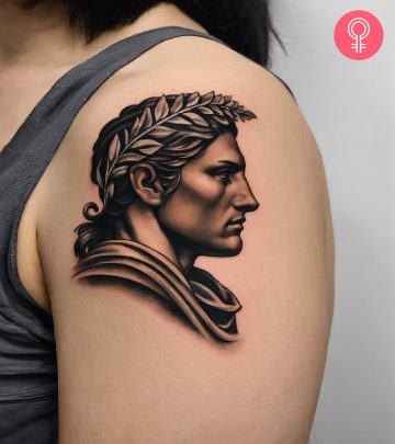 Achilles tattoo on the upper arm Achilles tattoo on the upper arm