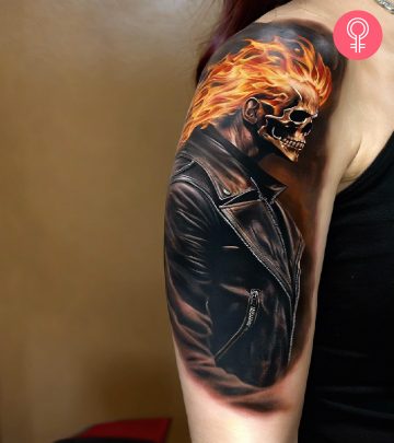 8 Amazing Ghost Rider Tattoos For Marvel Comics Fans An outlaw text tattoo on the forearm