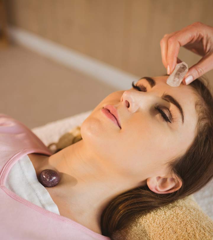 A Women Using Crystal For Hair Growth A Women Using Crystal For Hair Growth