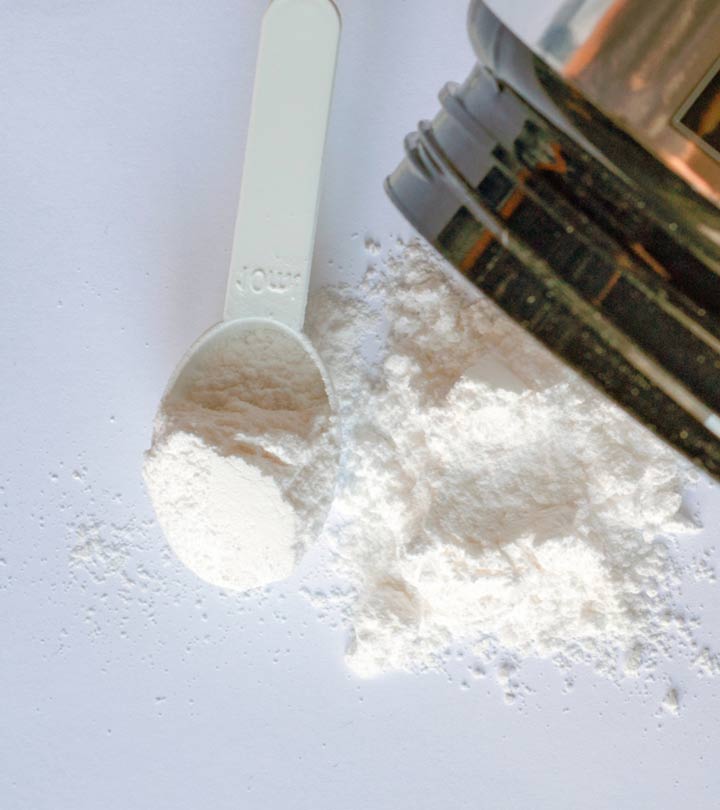 Creatine powder on a table