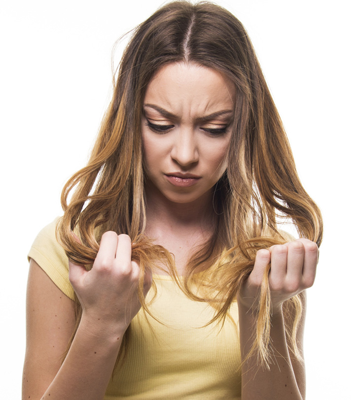Woman With Damaged Hair, Possibly Due To Protein Overload