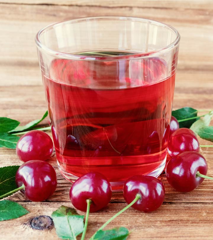 Tart cherry juice on a glass Tart cherry juice on a glass