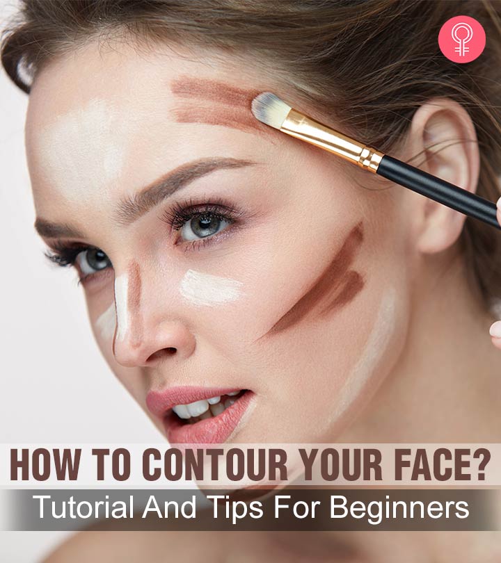 A girl is applying contour on her face A girl is applying contour on her face