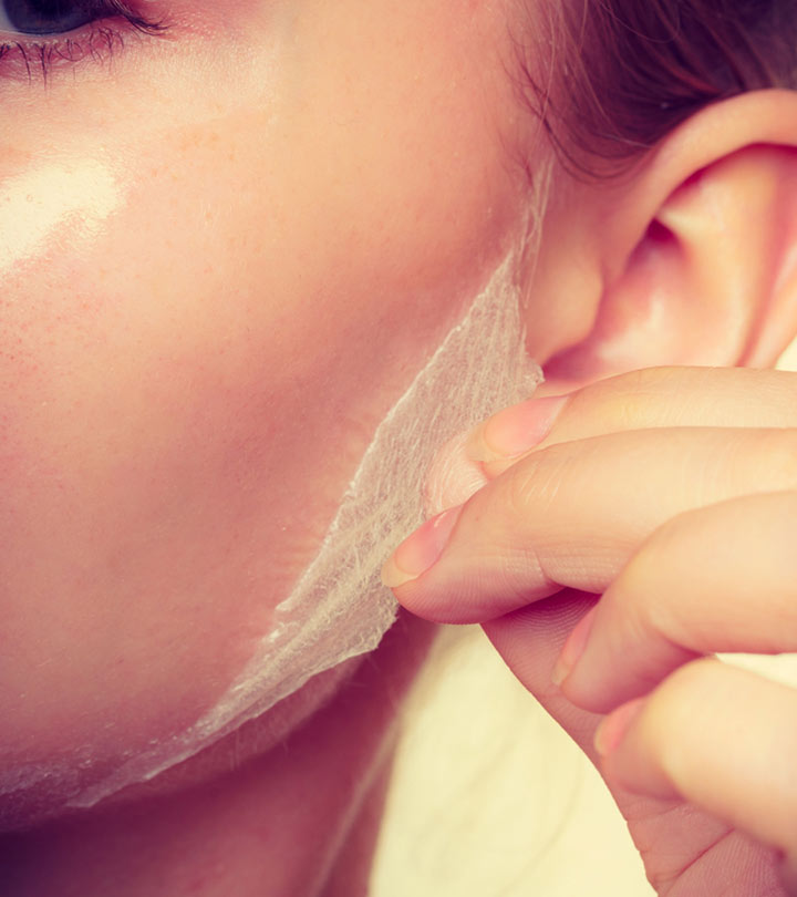 A woman is removing a chemical peel A woman is removing a chemical peel