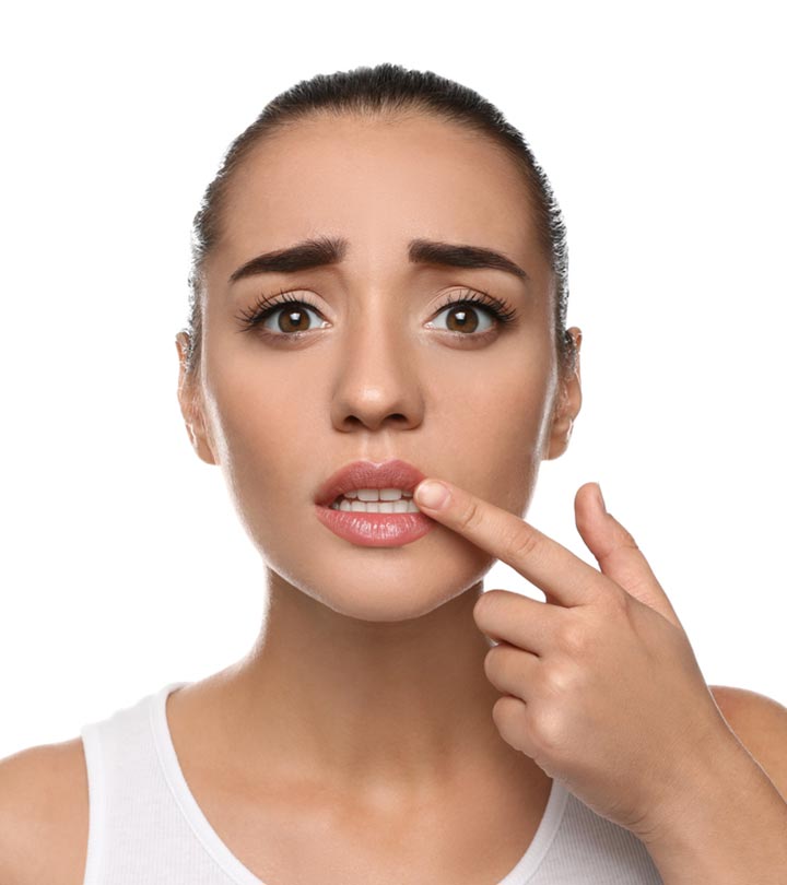 Woman Suffering From White Bumps On Lips