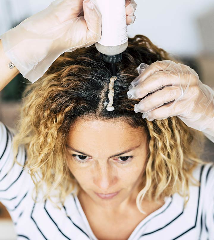 Women Preparing Her Hair For Bleaching Women Preparing Her Hair For Bleaching