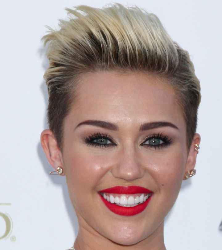 Miley Cyrus with an edgy hairstyle