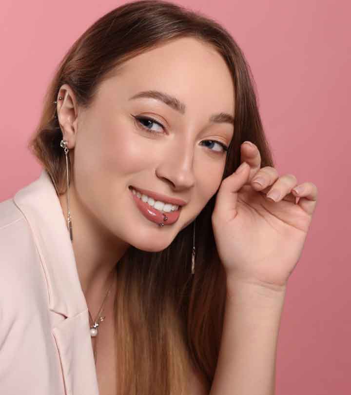 Woman with a lip piercing