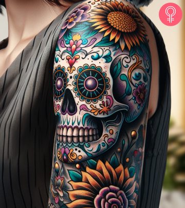 8 Best Sugar Skull Stunning Tattoo Designs & Meanings A blue Power Ranger tattoo on the forearm