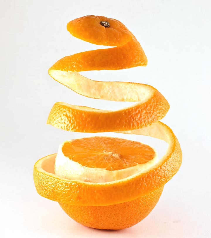Orange peel in a spiral shape Orange peel in a spiral shape