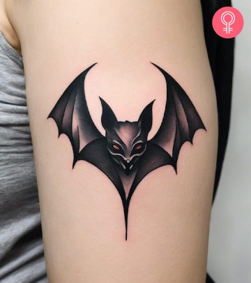 Vampire bat tattoo on the forearm