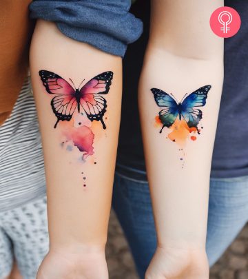 Women sporting sister tattoos on their forearms Women sporting sister tattoos on their forearms