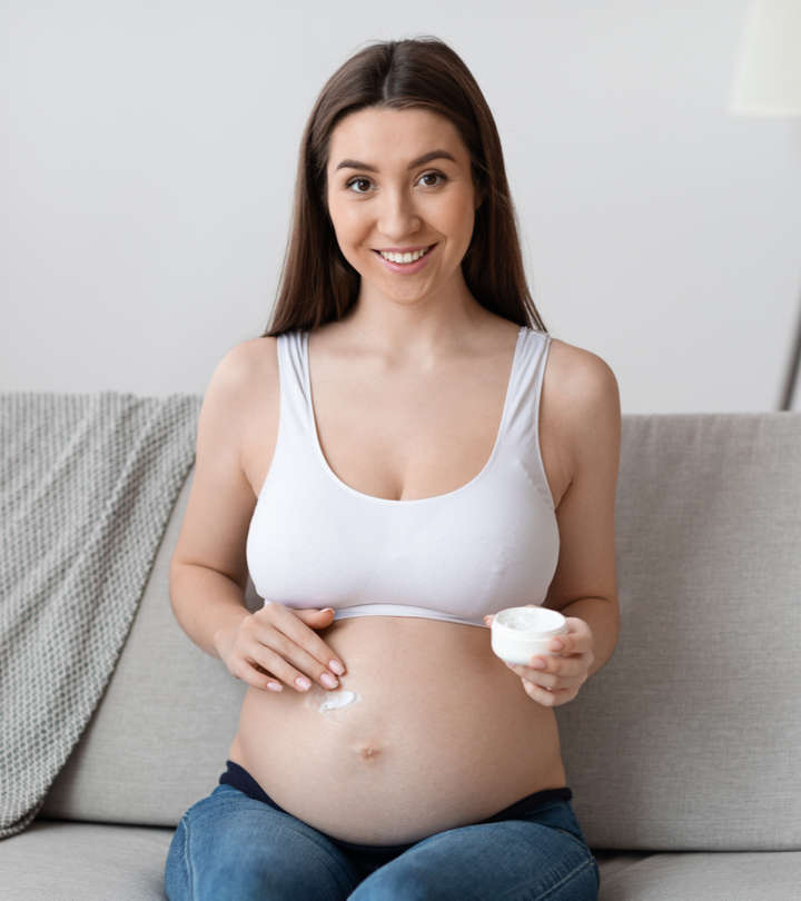 A woman with pregnancy skin care routine A woman with pregnancy skin care routine